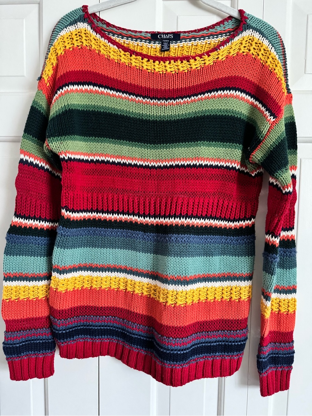 Chaps Multicolor Striped Crewneck Sweater — PETITE